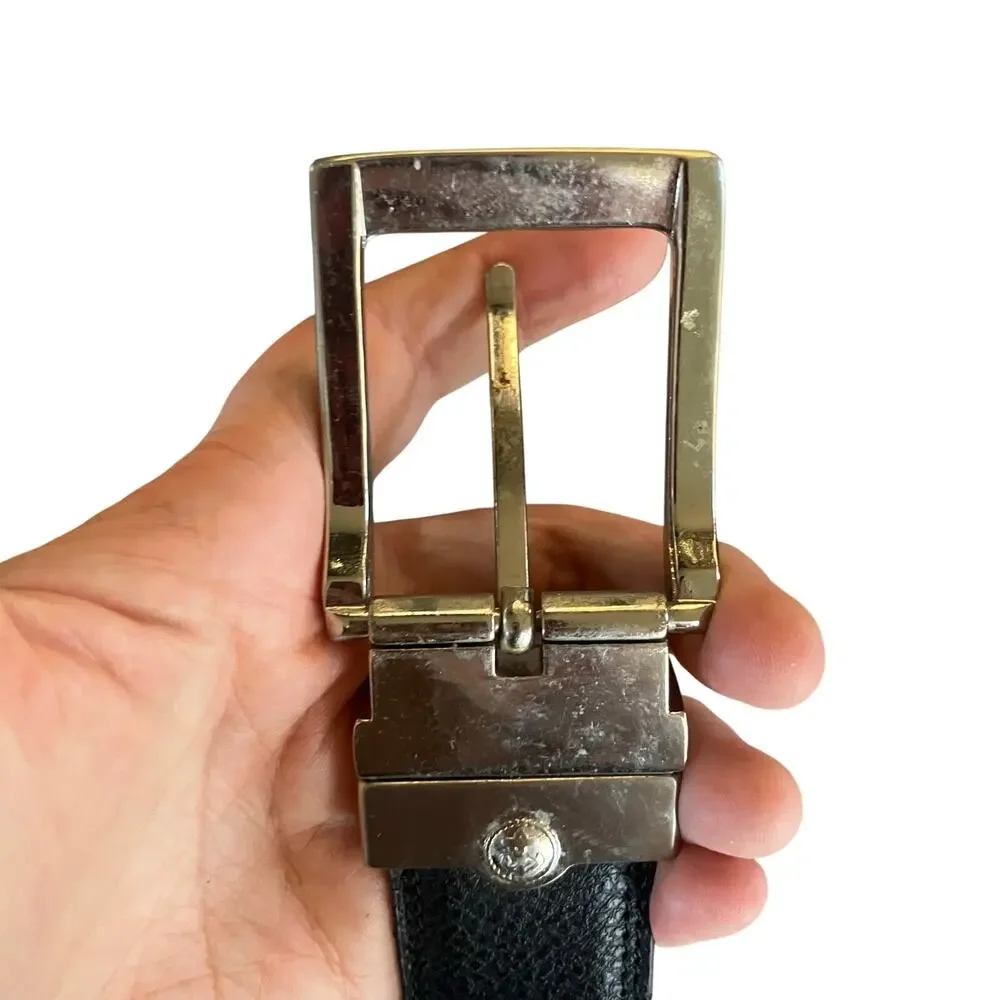 Nautica Reversible Leather Belt Size 44 Brown Black Coated Leather Brass Buckle